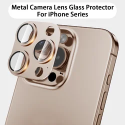 Premium Armor Lens Protector with Metal Ring & Tempered Glass Film - 14 or 14Plus (Gold)