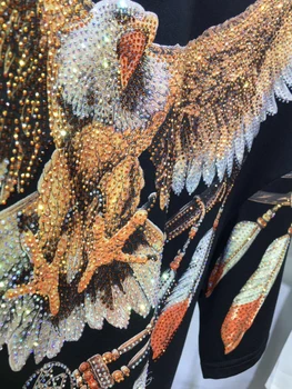 Plus Size Graphic Tees for Women Eagle Rhinestone Printed Tops Loose Fit T Shirts Short Sleeve Oversized Streetwear 3