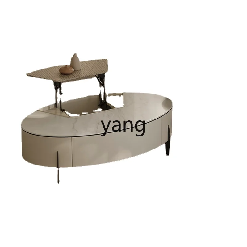 

Yjq Minimalist Lifting Coffee Table Living Room Home Creative and Slightly Luxury Microlite Oval Size Coffee Table Combination