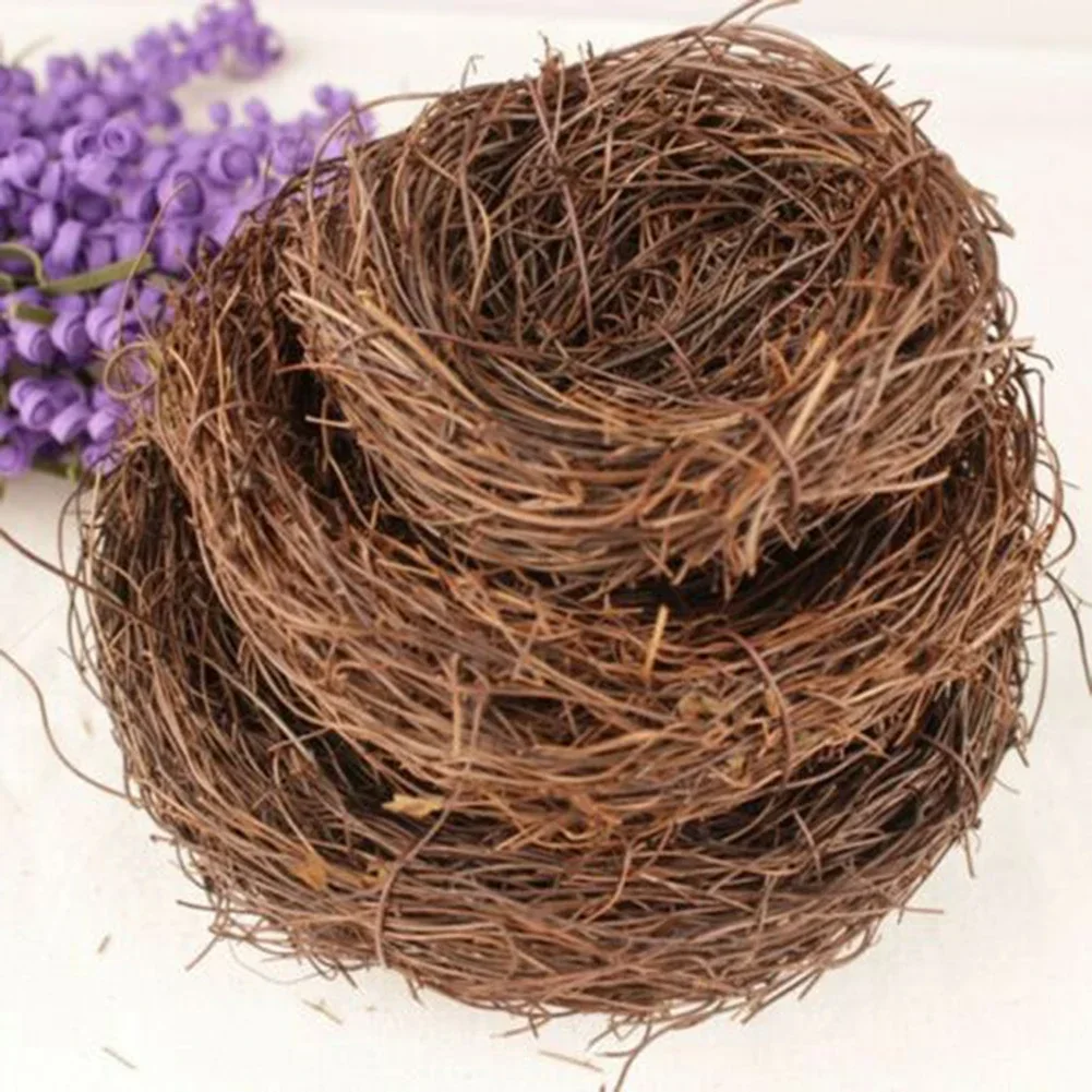 Vintage Round Rattan Birds Nest Crafts Handmade Dry Natural Bird's Nest for Garden Yard Decor Props Wedding Home Party bird nest