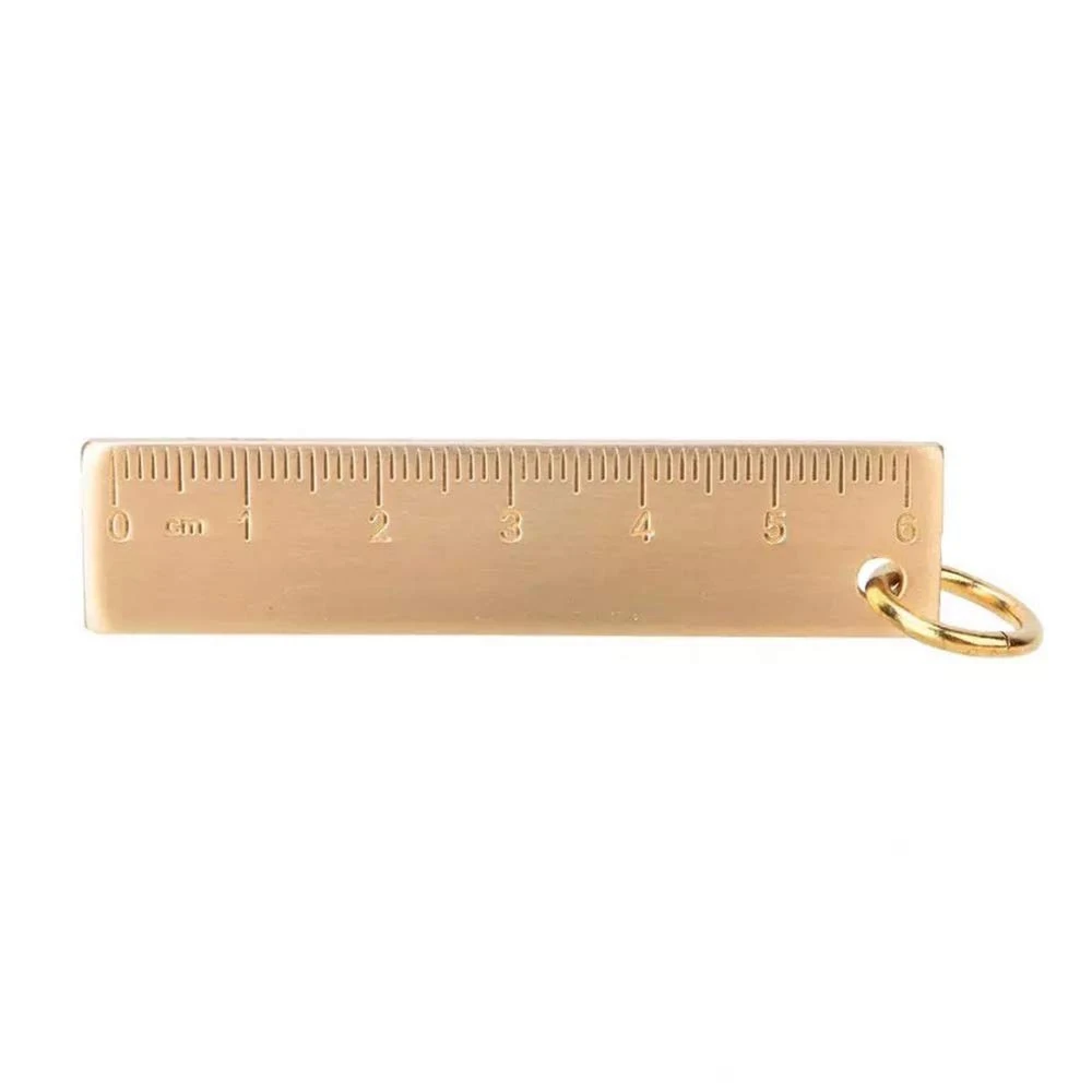 J1UL1N 2Pc 6Cm 소형 구리 자 3Mm 두꺼운 황동 금속 자 구리 키 펜던트 번호판 제도 용품 미니 자