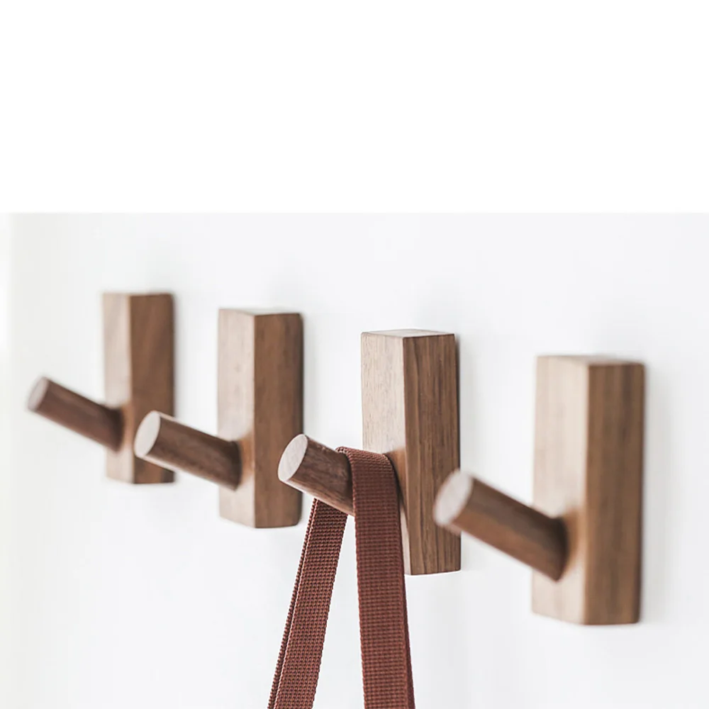 Wall Hooks for Hanging Coat Walnut Wooden Hooks Rustic Antique Hat Hooks  for Wall 3.15'' Length Small Wall Pegs Robe Hook Entryway Towel Hooks for