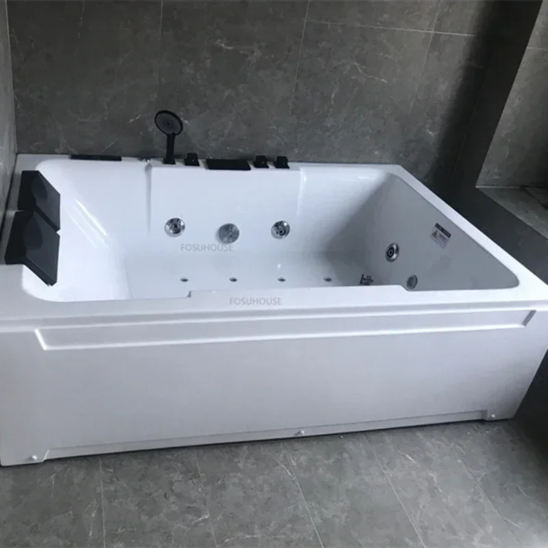 Portable Household Bathroom Couple Adult Bathtub Acrylic Double People Bathtub Shower Integrated Independent Massage