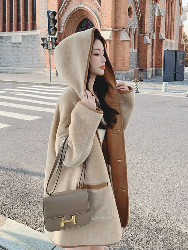 

Korean Lambswool Reversible Coat Lazy Wind Jacket Women'S Tide Ins Winter Grain Lamb Wool Version Plus 2023 New