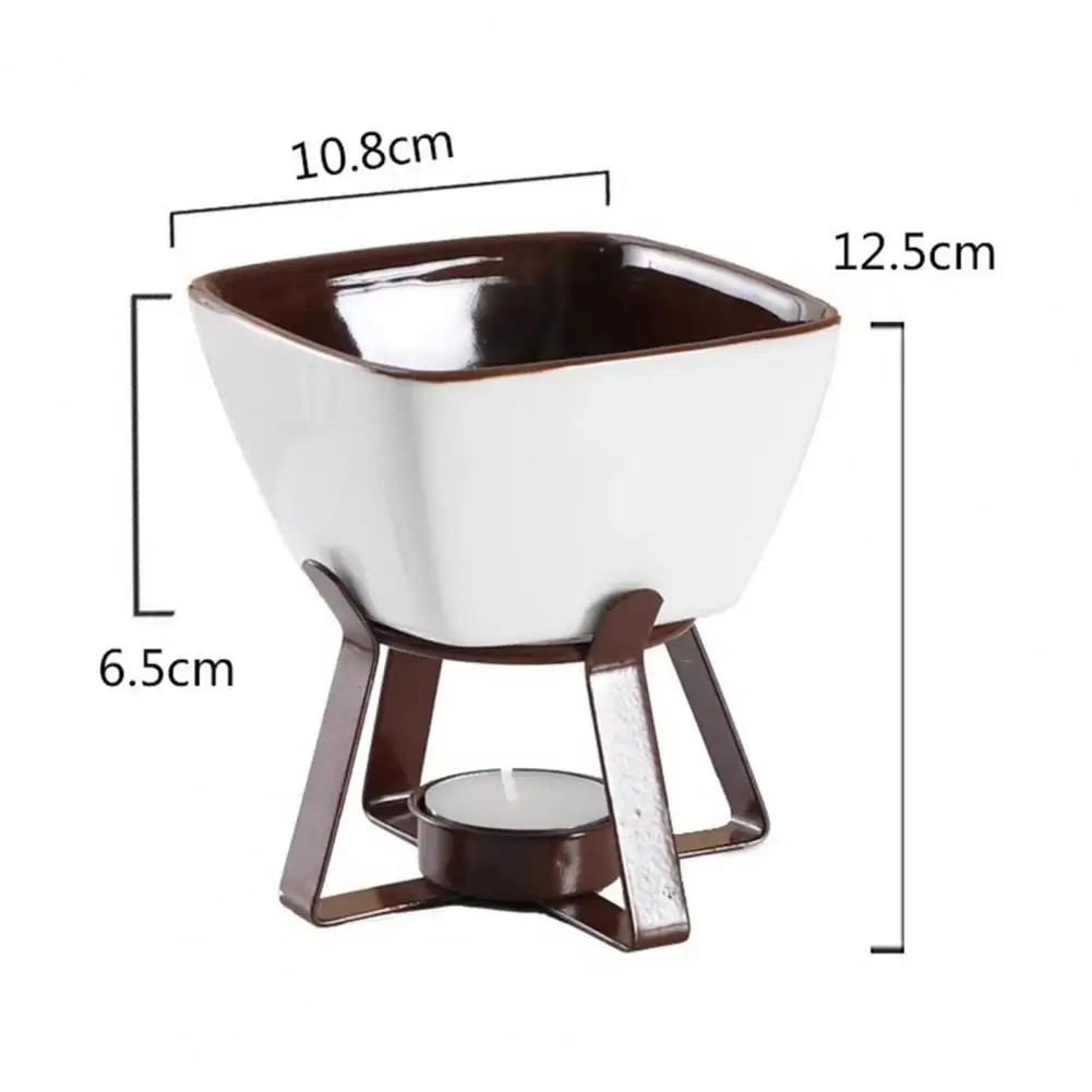 Candle Fondue Pot Set Ceramic Chocolate Fondue Mugs Set with Forks for Melting Cheese Butter 300ml for Tealight Chocolate