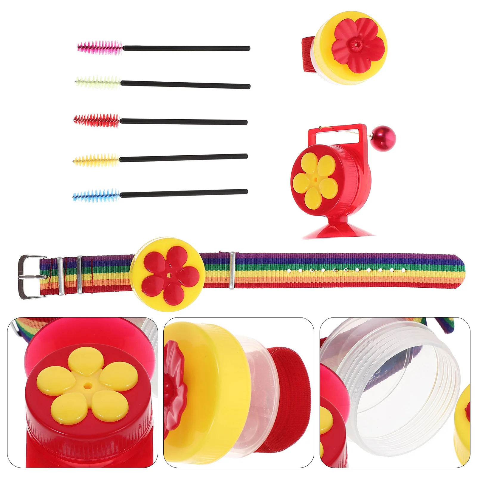 

Outdoor Portable Wrist Hanging Wild Bird Feeder Cleaning Brush Combination Set 8pcs Garden Feeders for Food Containers Plastic