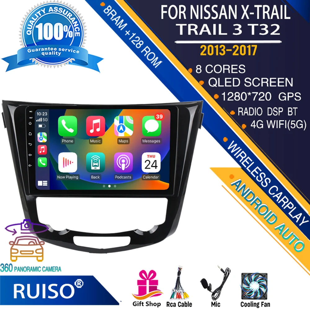 

RUISO Android touch screen car dvd player For Nissan X-Trail Trail 3 T32 2013 car radio stereo navigation monitor 4G GPS Wifi
