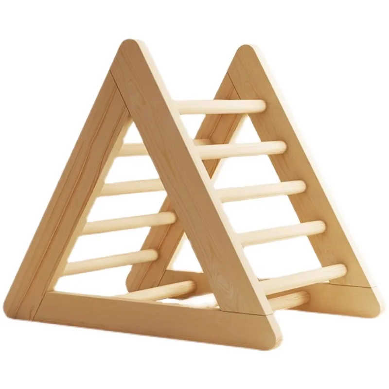

Children's solid wood triangle climbing frame toys, wooden slides, family indoor sensory training materials