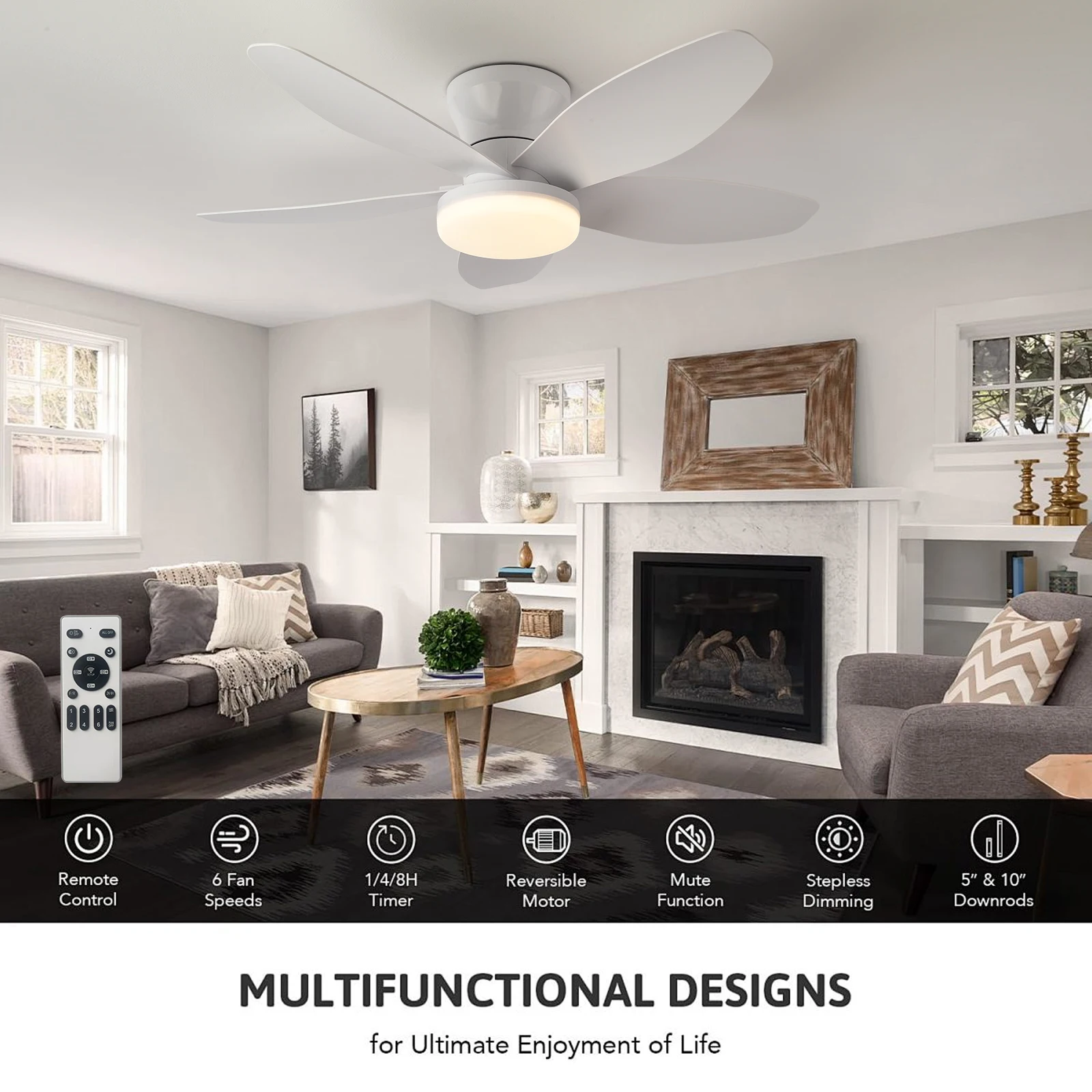 34.6Inch Low Floor Ceiling Fan Light Modern ABS Blade DC Remote Control Led Fan Lights Restaurant The bedroom ceiling fan,led ceiling fan lights,led fan light