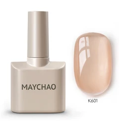 MAYCHAO Cherry Red Glossy Gel Nail Polish - 12ml Semi - Permanent Soak Off UV LED Frosted Finish (Amber Ice Crystal)