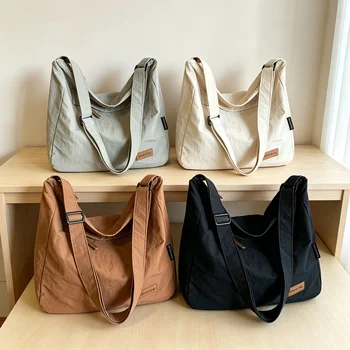 Borsa a Tracolla in Tela Stile Hobo per Donne e Uomini con Tasche Multiple, Borsa Casual da Viaggio e Lavoro