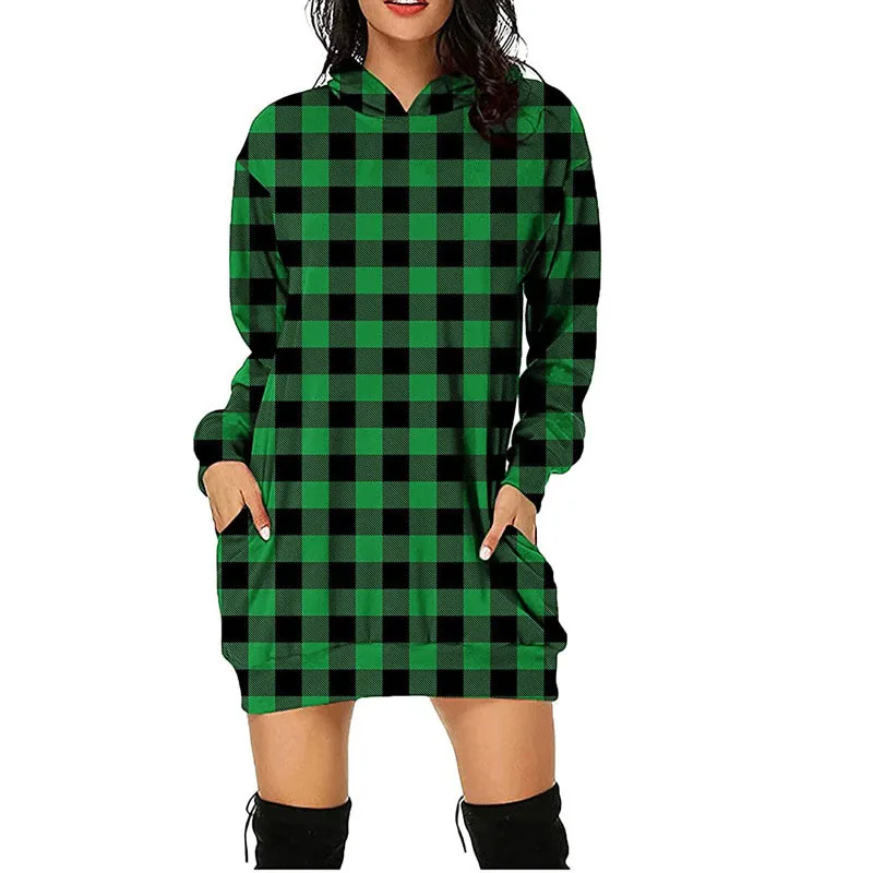 2022SS Women's Hooded Coats Print Mid-length Pocket Hooded Long-sleeve Jacket