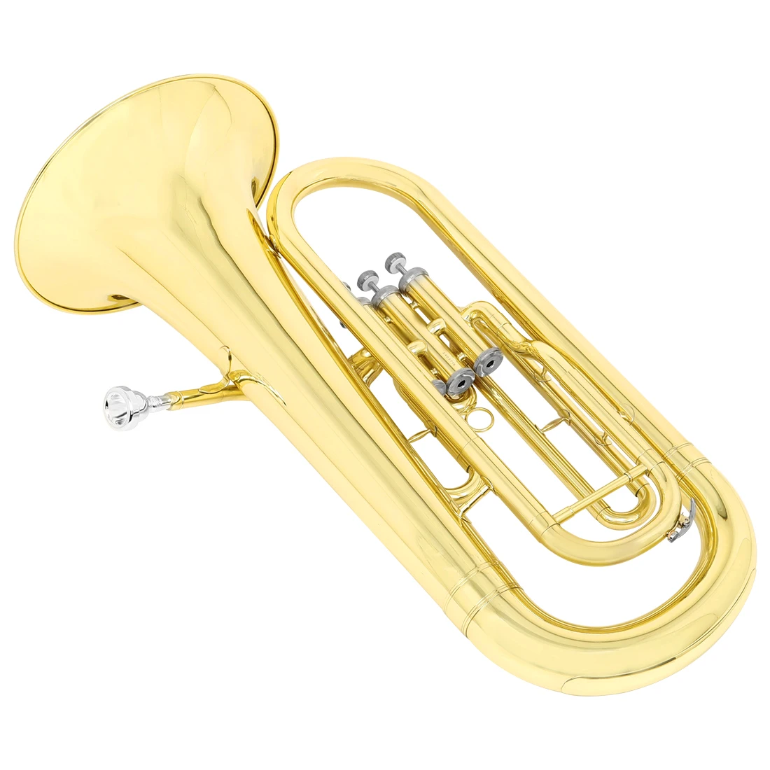 SLADE Three Key Vertical Bass Horn Gold Bb Key Horn Holding Trumpet Brass Instrument with Box Gloves Straps Cleaning Cloth Parts