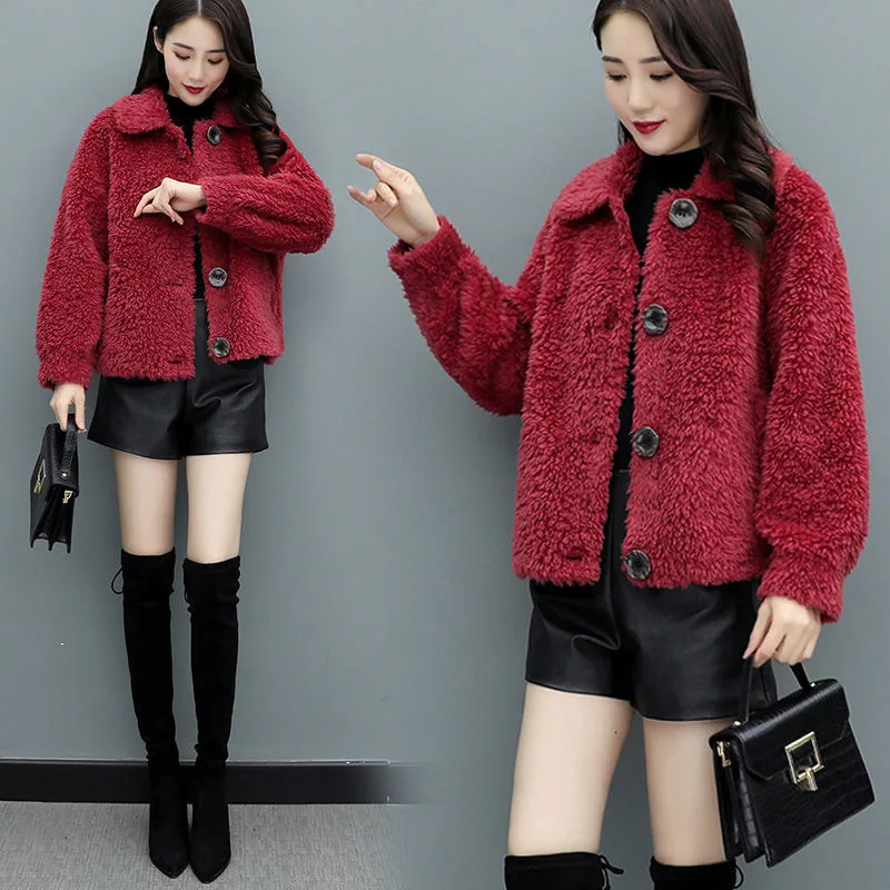 Women Winter Faux Fur Suede Jackets Coat Thicken Warm Lambs Wool Teddy Coats Ladies Loose Oversized Outwear Tops Woman Jacket