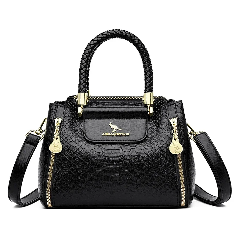 thumbnail image 1 of Bolso de mano de lujo tejido a mano de gran capacidad de cuero suave para mujer, bolsos cruzados de hombro, bolsos de diseño de ocio para damas, 1 of 5