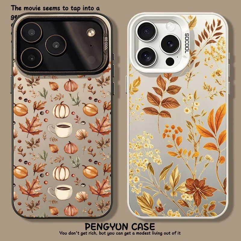 Autumn Mushrooms Decorative Phone Case with Festive Christmas Design