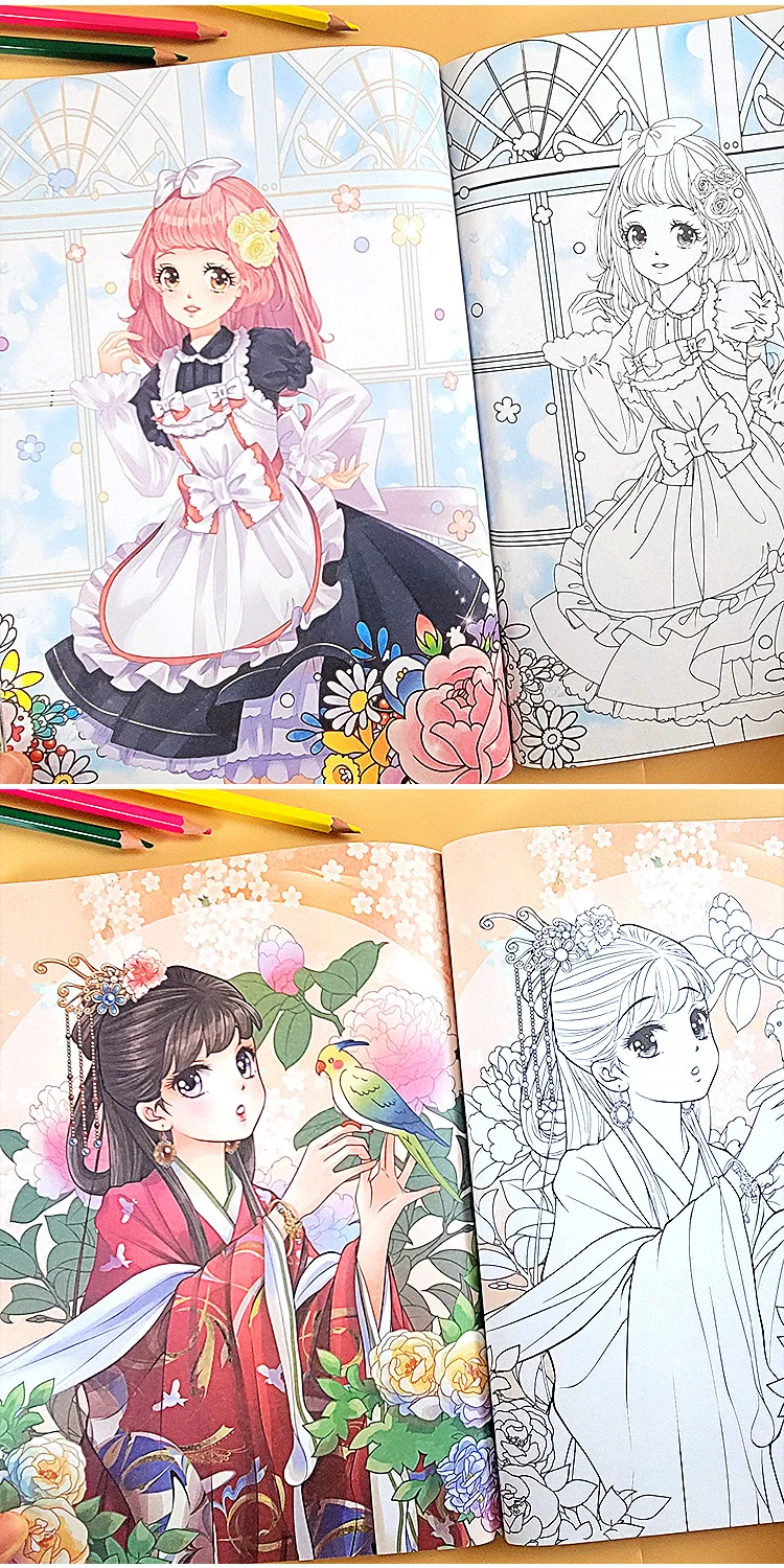 Kinder Manga Mädchen Färbung Bücher Null Basierend Vielzahl Prinzessin Kleider Malbuch Kinder Lernen Zeichnung Voller Leben Farbe Buch – Detail 12