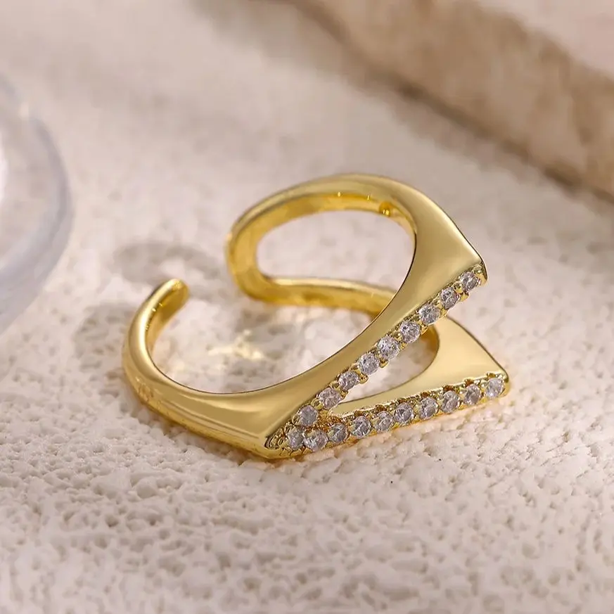 Zircon Rings Women Gold Stainless Steel