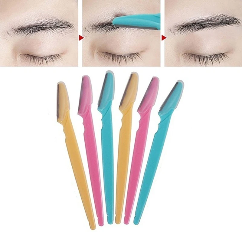 6pcs/set Women Eyebrow Trimmers Blades Hair Remover Shaver Face Eyebrow Razor Epilator Portable Makeup Tools Random Color