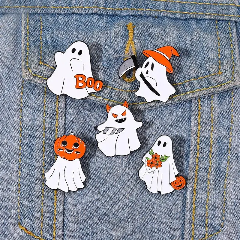 

Halloween Boo Enamel Pins Custom Funny Pumpkin Brooches Death Lapel Badges Cartoon Cute Jewelry Gift for Kids Friends