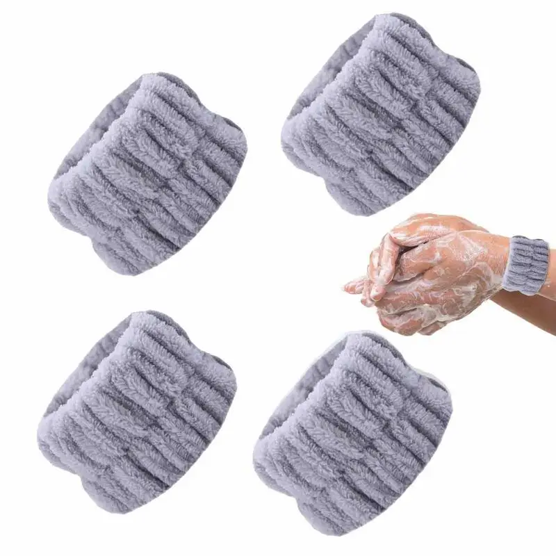 

Полотенца из микрофибры, многоразовые спа-повязки на запястье для мытья лица, набор из 4 предметов, для женщин и девушек, избегайте жидкости