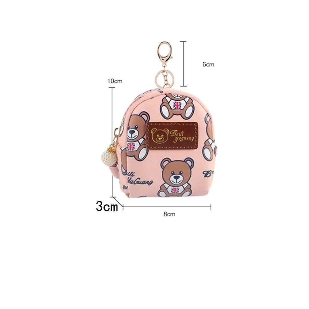 Kawaii Cartoon Bear Small Bag Women PU Leather Coin Purses Wallet Korean Fashion Girls Coin Card Holder Pendant Decoration