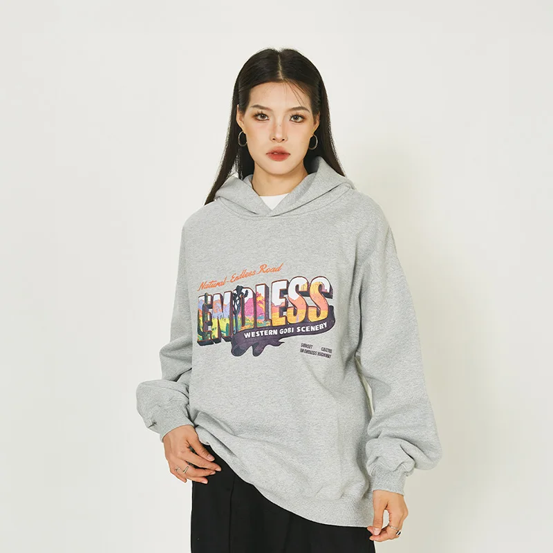 UPRAKF Colorful Letter Print Hoodie Oversize Streetwear Long Sleeve Autumn Casual High Quality Pullover Casual Harajuku