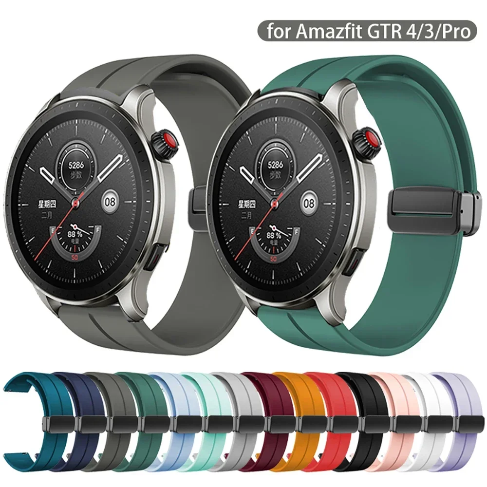 

Ремешок для часов Amazfit GTR 4 3 Pro, силиконовый браслет с магнитной застежкой для Amazfit bip U 3 GTS 2e 2 3 4 4mini, 20 мм 22 мм