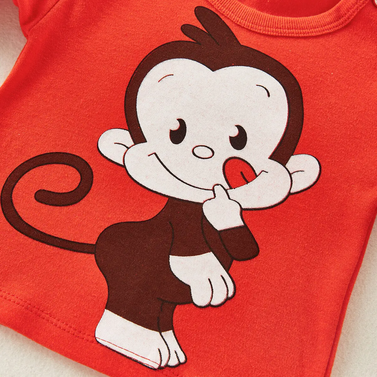 Cotton pajamas set hibobi 2-Piece 100% Cotton Children&rsquo;s Comfortable Round Neck Warm Home Clothes Set Cute Animal Pajamas And Pajama Pants Set