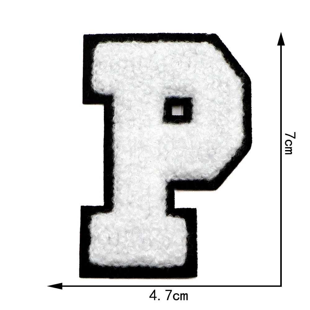 1pc weiß 7cm Chenille A-Z Buchstaben Patch Eisen auf Patch Name Buchstaben Patch für Jeans Kleidung T-Shirt Reparatur Alphabet Patch Abzeichen – Detail 19