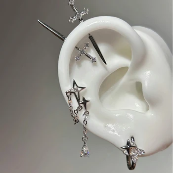 1 Pcs Excalibur Demon Sword Ear Studs Surgical Steel Anti-Allergic Wing Earrings for Helix Conch Cartilage Piercing Jewelry 1