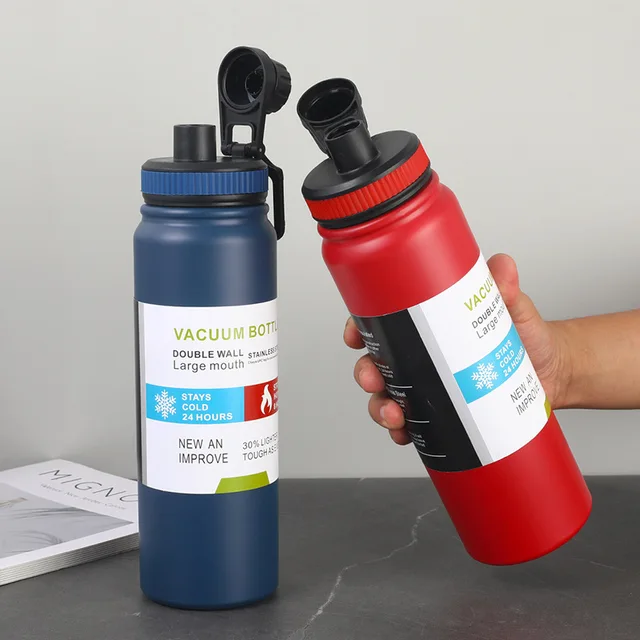 Flacons sous vide simples en acier inoxydable 304, 1000ml, tasse isolée de grande capacité, thermos portables, bouteille d'eau pour sport de plein air 3