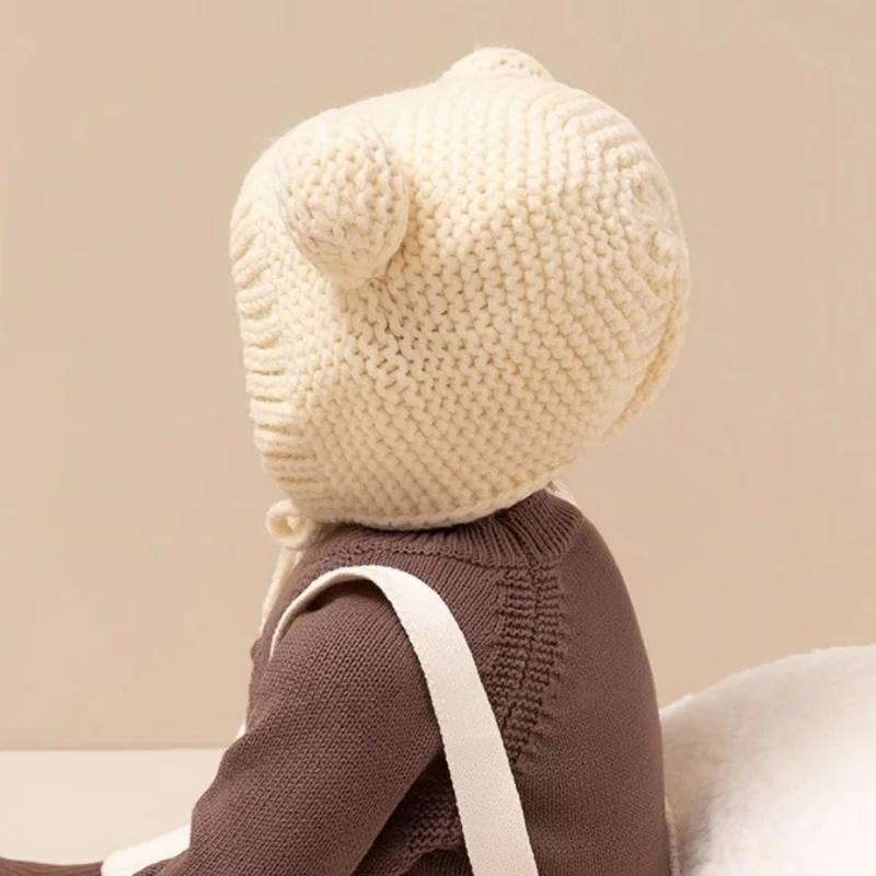Fall Winter Children Warm Baby Knitted Hats Solid Color With Pom Pom Kids Knit Beanie Hats 0-2Y Children's Hat For Boys Girls 3