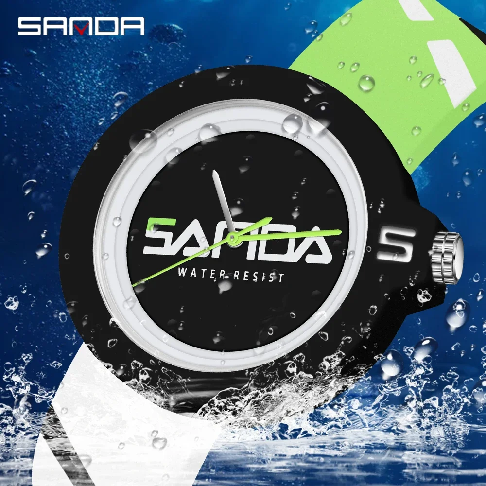 2023SANDA New Men's Ladies Unisex Watch 50M Waterproof Silicone Strap Casual Fashion Quartz Watch Sports Watch Mens Womenes 3201