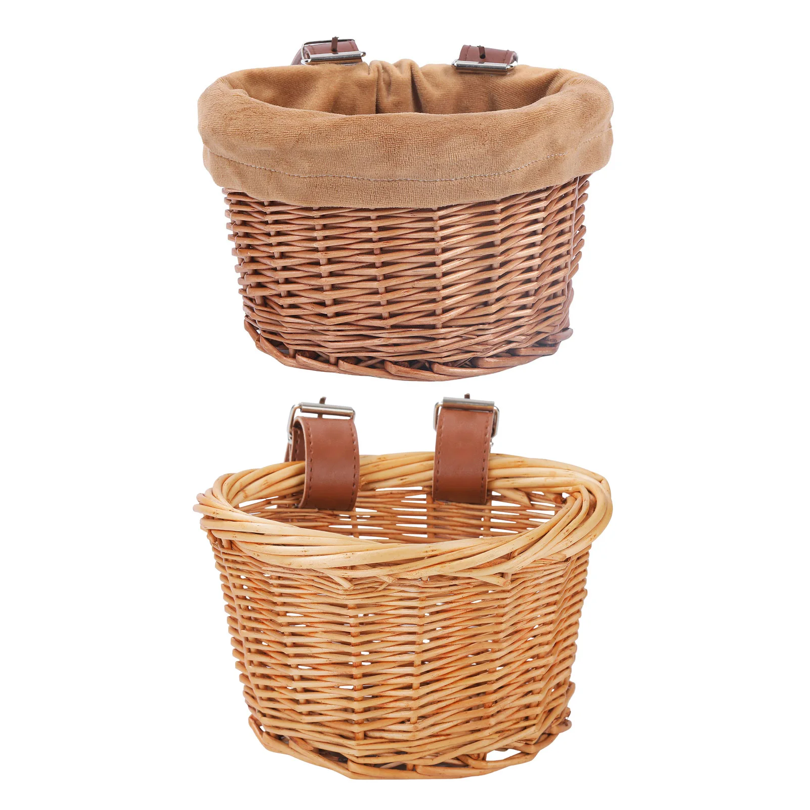 Bicycle Front Wicker Woven Basket for Kids Bike Scooter Handmade Waterproof Detachable Storage Basket Baggage Bags