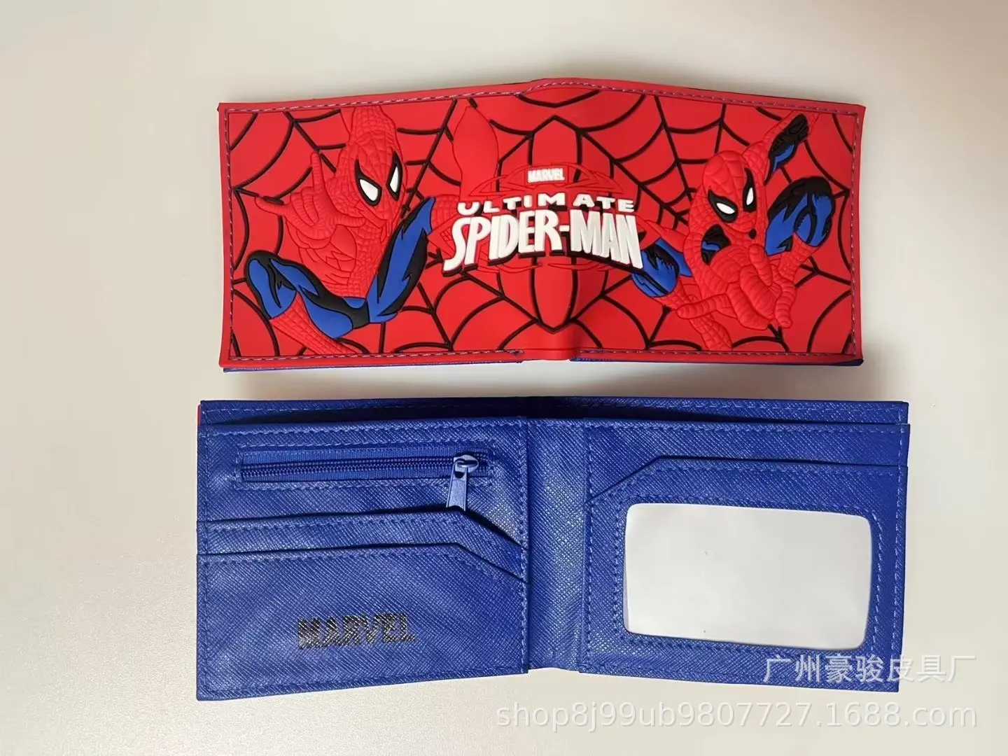 thumbnail image 1 of Cartera de Spider-man con dibujos animados de Marvel Comics, monedero corto de cuero PU con bolsillo para monedas, 1 of 5