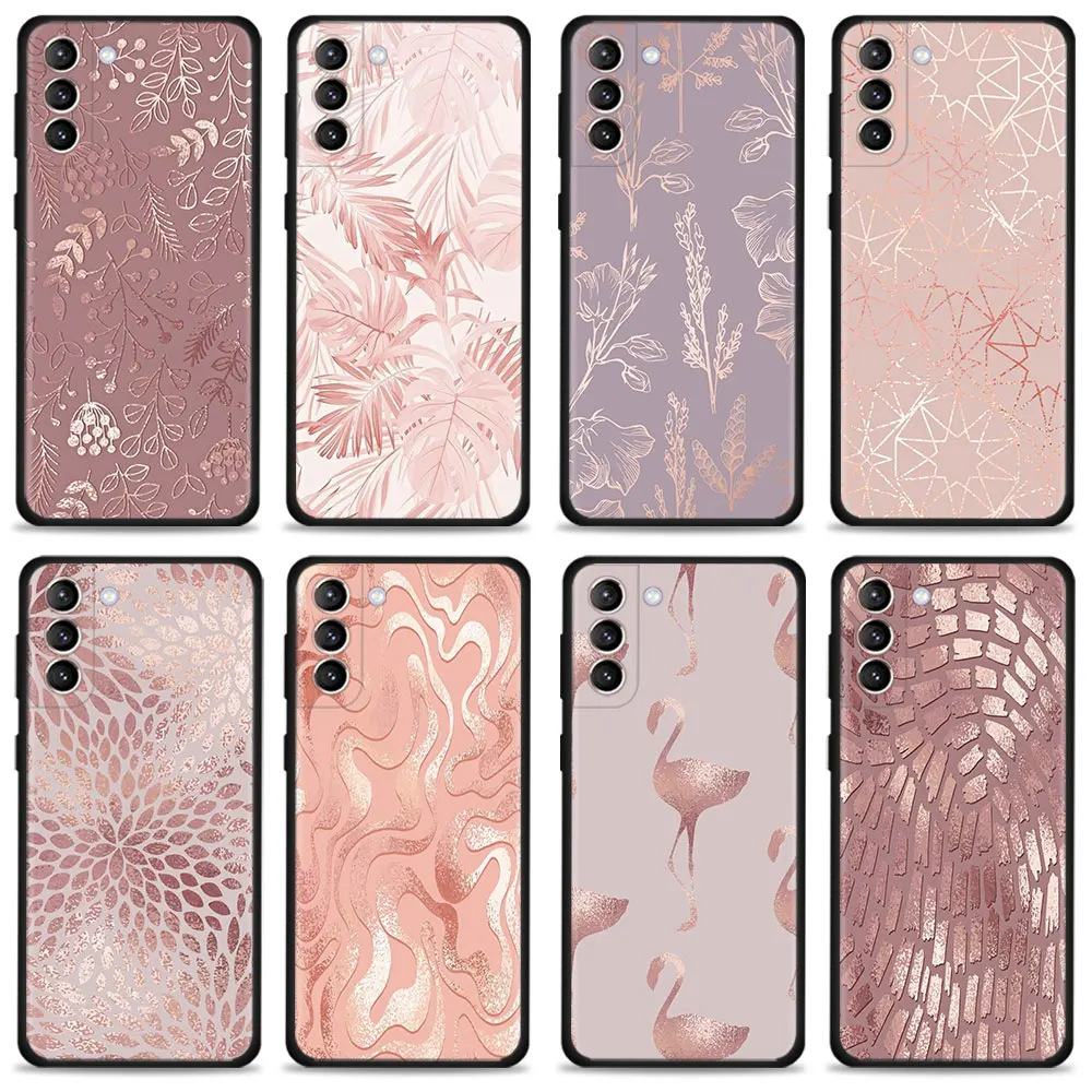 Custodia In Silicone Per Samsung Galaxy S24 S22 S21 S20 Ultra Fe Plus Note 20 Ultra 10Plus Cover Beauty Pink Gold Star Pattern