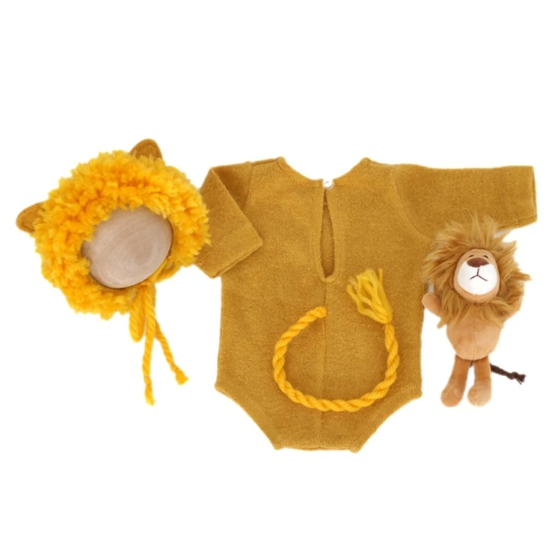 

Stylish Newborn Bodysuit and Hat Set Baby Romper with Matching Beanie Cap Lion Shower Gift for Memorable Drop Shipping