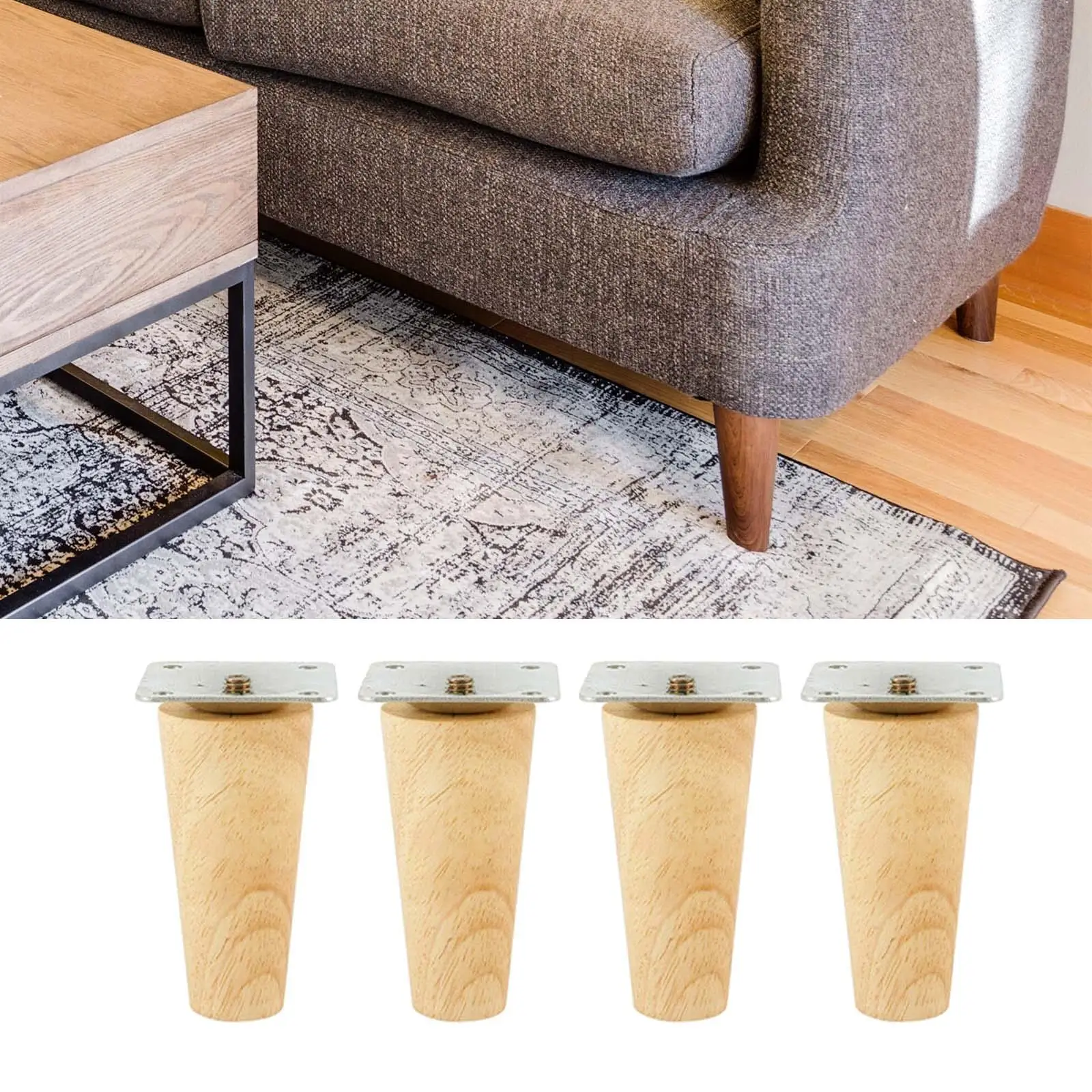 4 Pieces Wooden Furniture Leg Chair Legs Cabinet Legs for Shelves Bed Table