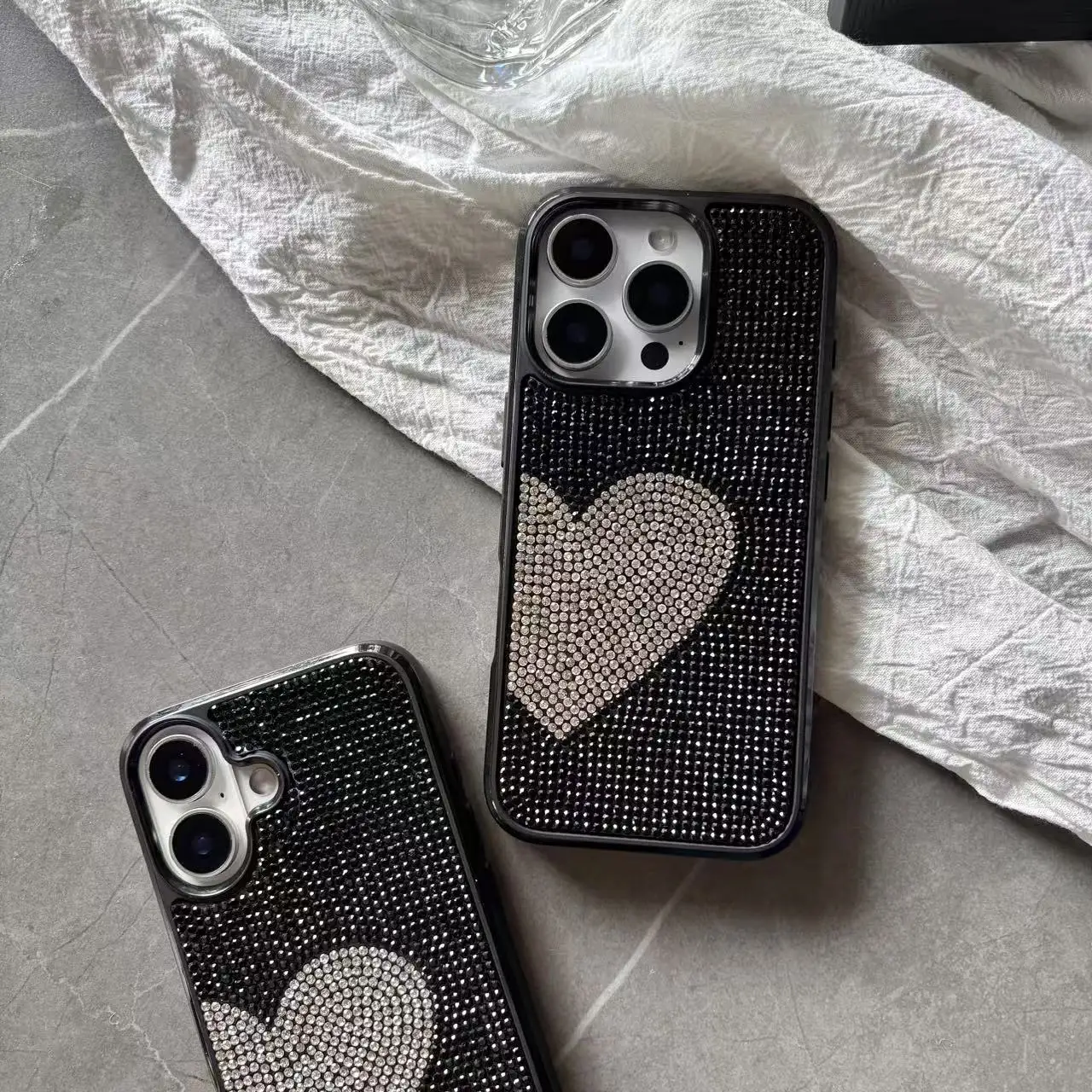 Luxury Full Diamond Heart Pattern Sparkle Soft Phone Case Cover