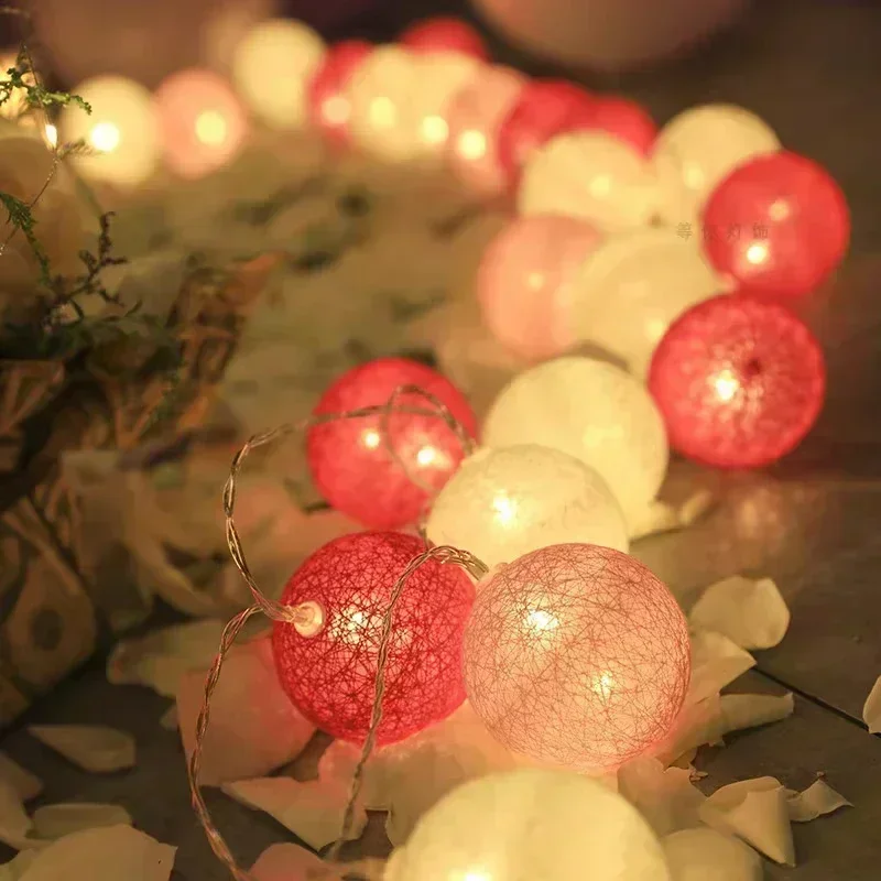 LED string lights 20LED Ball String Lights Lantern Rattan Battery or USB Control Wedding Christmas Decor Lighting Home Party Garden Ornament Lamps decorative lights string lights led fairy lights