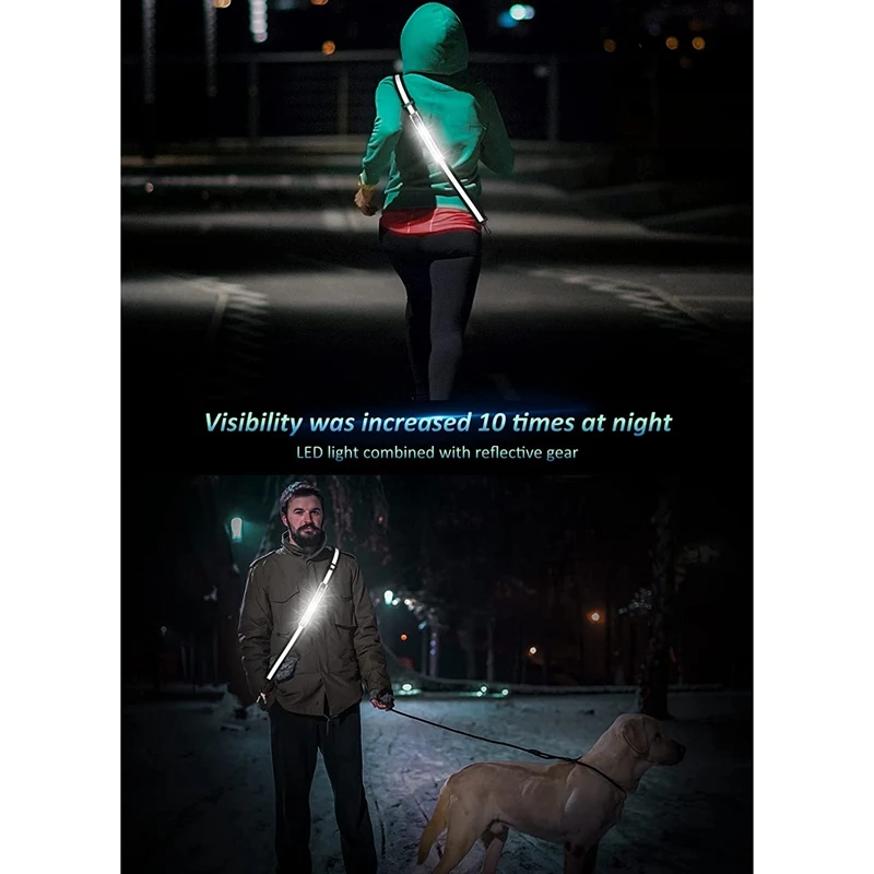 LED Reflective Belt Walking Gear Safety Light For Walkers At Night Safety Rechargeable Reflective Running Gear