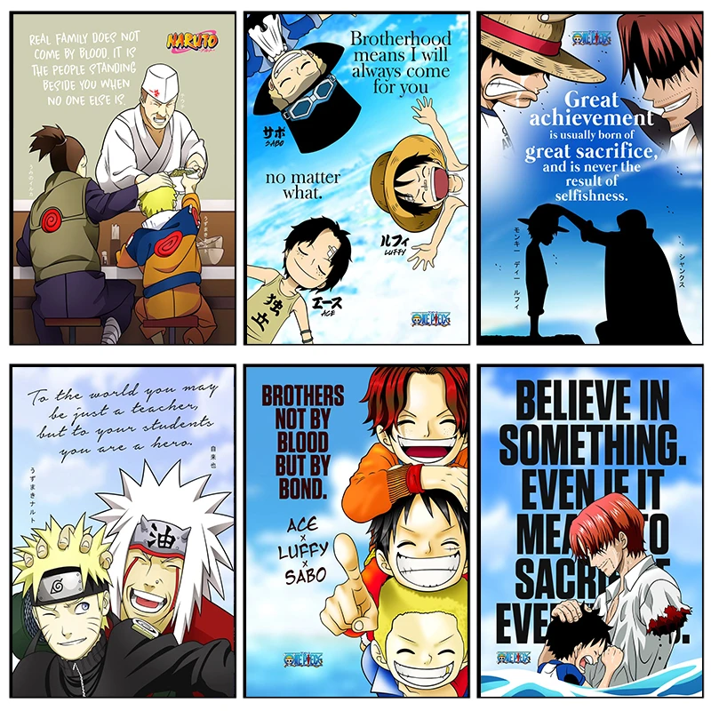Classic Anime Naruto One Piece Quotes Poster Wall Art Picture Decor Home Luffy Canvas Painting Cuadros Mural Bedroom No Frame Aliexpress