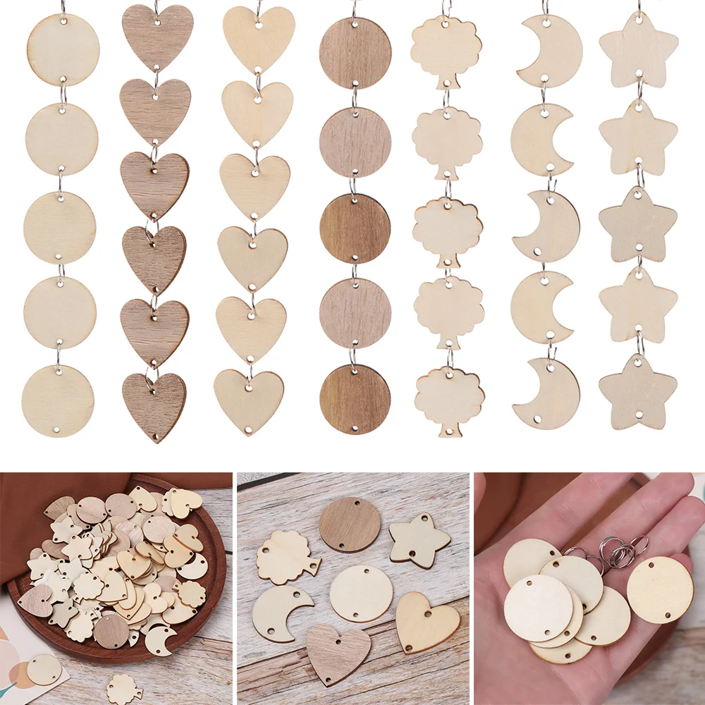 Description Picture 2 of item50pcs Wooden Circle Discs Tags with Holes Ring Clips for Birthday Reminder Calendar Chore Board Plaque DIY Decoration Art Crafts