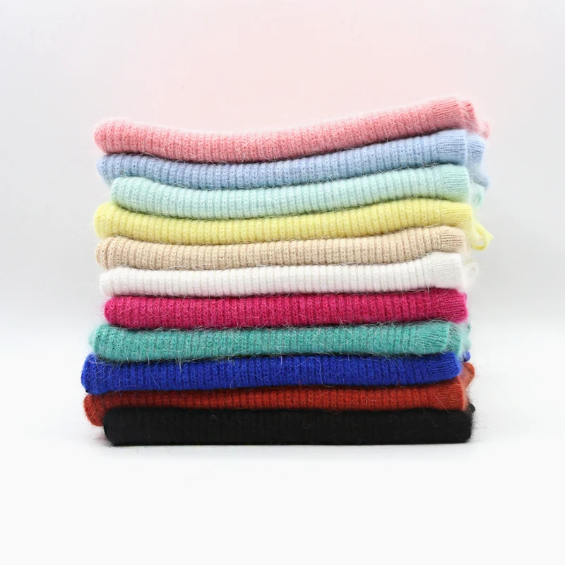 Rabbit Hair Knitted Scarf Hood Hat Women Cashmere Beanies Warm Winter Unisex Balaclava Bib Skiing Outdoor Wool Bonnet knitted hat cap hat