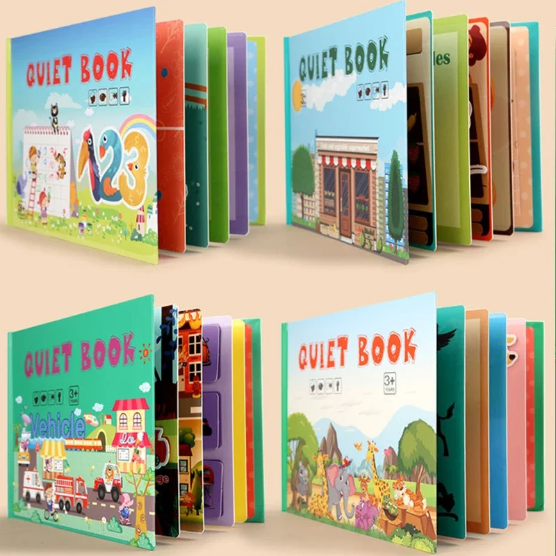 

Игрушки Монтессори, Детская Тихая книга с числами животных, подходящие для обучения, развивающие навыки, развивающая игра, игрушка для детей, сделай сам, приклеивать занятую книжку