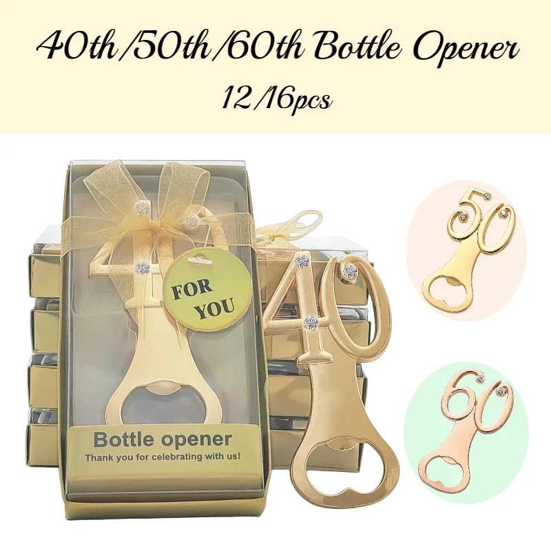 

12/16PCS 40th Bottle Opener for 50th Birthday Party Favors 60th Wedding Anniversaries Souvenirs Favors Gifts Decorations