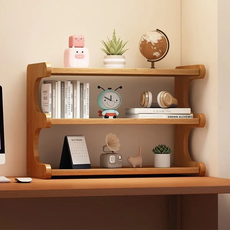 Bamboo Multi-Tier Desk Organizer Rectangular Storage Rack with Painted Finish for Office Home Ideal for Dorms & Rental Houses 3