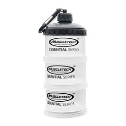 Portable 3 - Layer Supplement and Snack Storage Container with Funnel (Black)