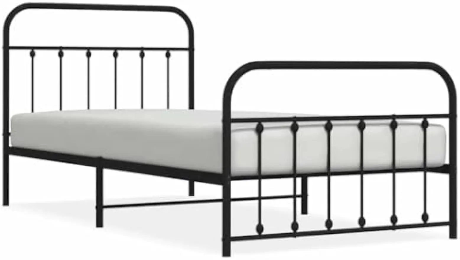 Metal Bed Frame Without Mattress with Footboard Black Headboard Bed Supportive Mattress Base ﻿ Bedstead for Bedroom 39.4"x78.7"